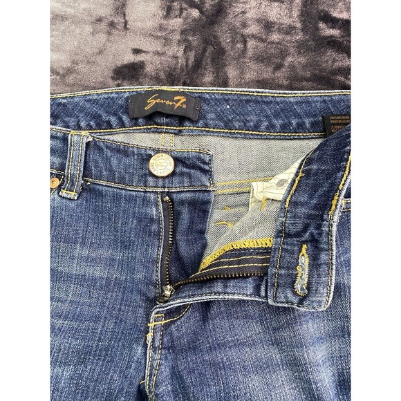SEVEN 7 Capri Womens Size 6 Dark Wash Embroider Flap Pockets Blue Denim Jeans - Picture 11 of 13
